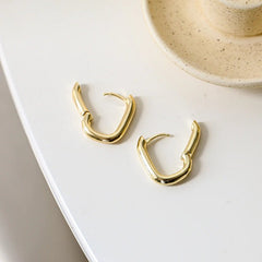 Gold Plated Trendy Rectangular Hoop Earrings