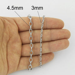 14K White Gold 3mm Oval Rolo Chain