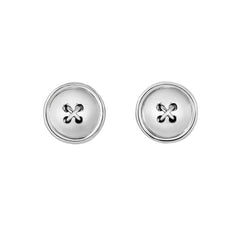 925 Sterling Silver Rhodium Button Cufflink