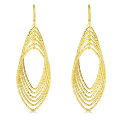 14K Yellow Gold Diamond Cut Marquise Teardrop Earring