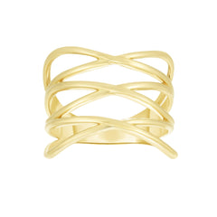 14K Yellow Gold Triple X Crossover Minimalist Ring