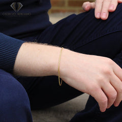 925 Sterling Silver 2mm Solid Rope Diamond Cut Gold Plated Bracelet