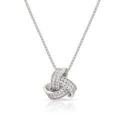 925 Sterling Silver Micro Pave Love Knot Pendant Necklace