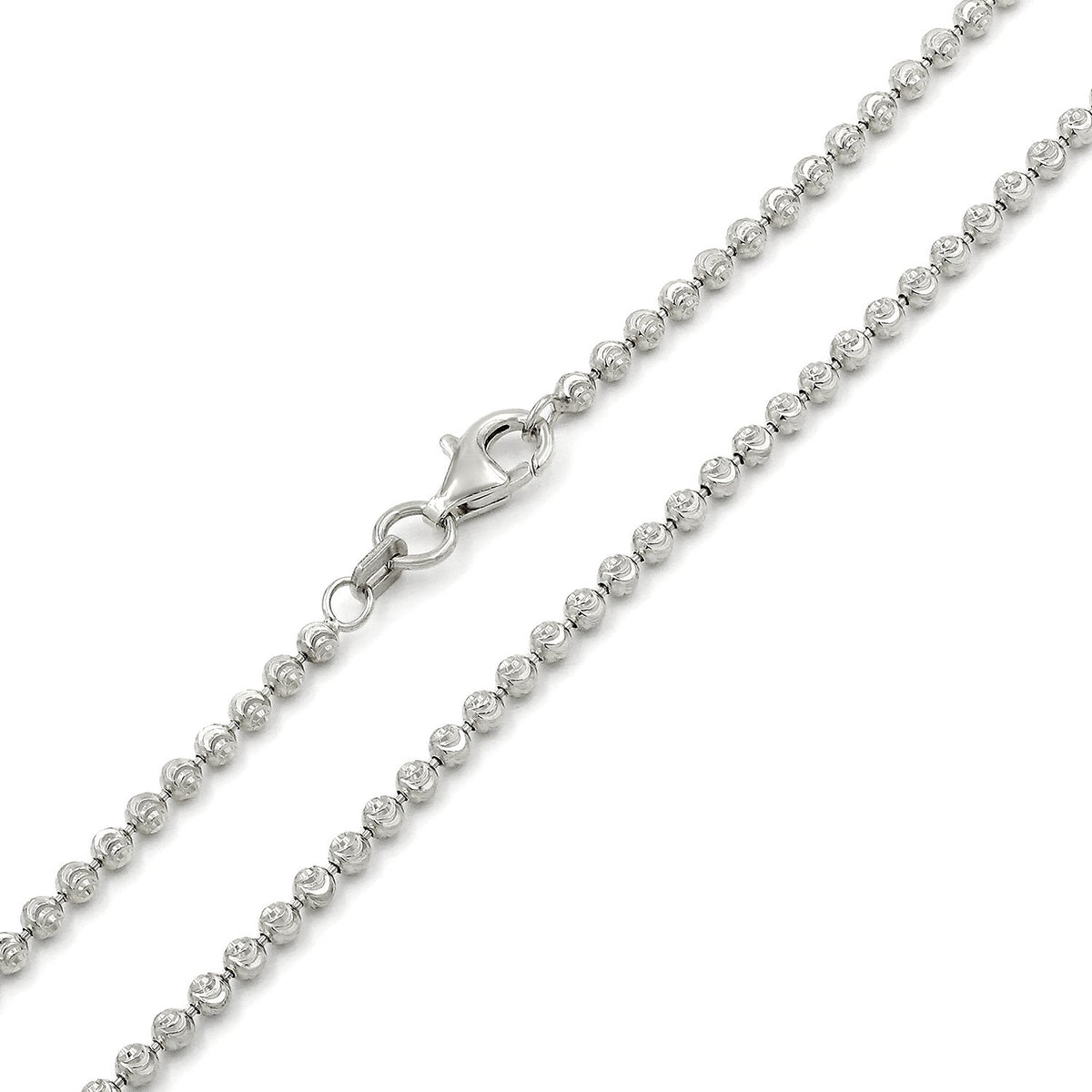 Ball Moon Bead Chain 2.5mm Necklace Black Rhodium Over Real 925 Sterling  Silver