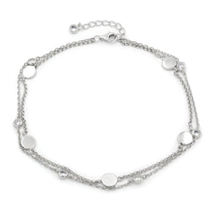 925 Sterling Silver Layered Disc Ankle Bracelet