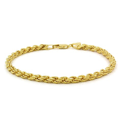 14K Yellow Gold 4mm Solid Rope Diamond Cut Bracelet