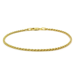 14K Yellow Gold 2mm Solid Rope Diamond Cut Anklet 10"