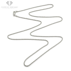 925 Sterling Silver 1mm Solid Rope Diamond Cut Rhodium Chain