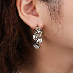 Gold Plated Trendy Puffed Mariner Hoop Earrings