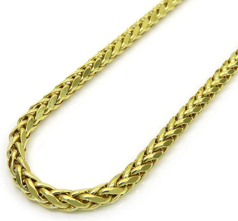 14K Yellow Gold 2.5mm Hollow Wheat Diamond Cut Spiga Link Chain