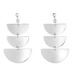 925 Sterling Silver Fancy Dangle Triple Tier Drop Earrings