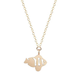 Gold Plated Polished Clown Fish Pendant Necklace
