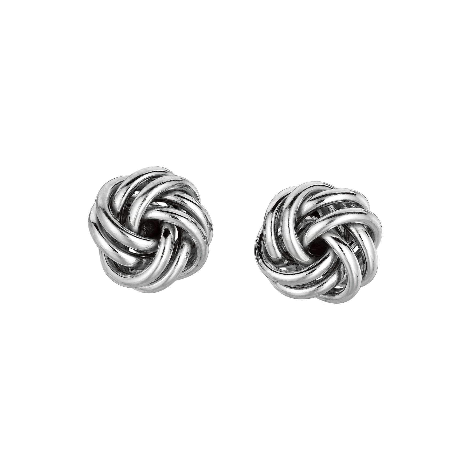 925 Sterling Silver Polished Spread Love Knot Stud Earrings
