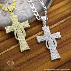 925 Sterling Silver Micro Pave Wrapped Cross Pendant Only