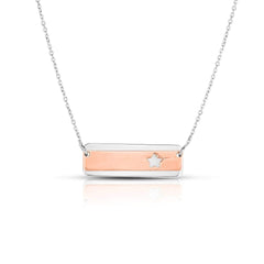 925 Sterling Silver Rose Gold Star Bar Necklace