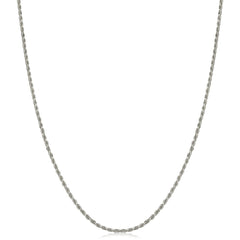 10K White Gold 1mm Solid Rope Diamond Cut Chain