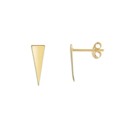 14K Yellow Gold Polished Long Triangle Stud Earring