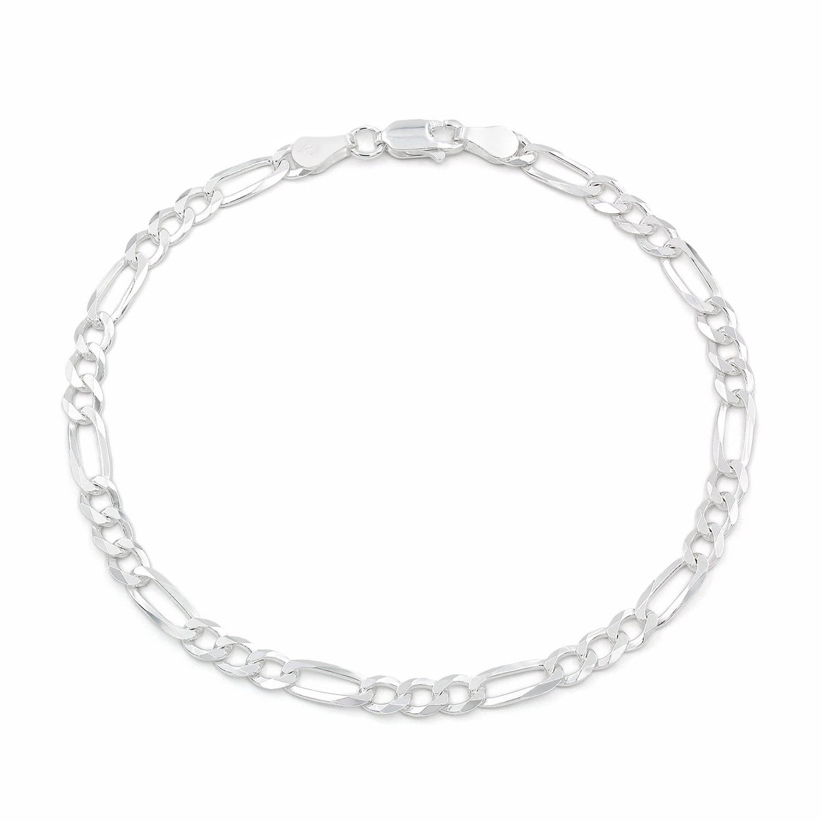 925 Sterling Silver 4mm Solid Figaro ITProLux Bracelet