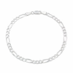 925 Sterling Silver 4mm Solid Figaro ITProLux Bracelet