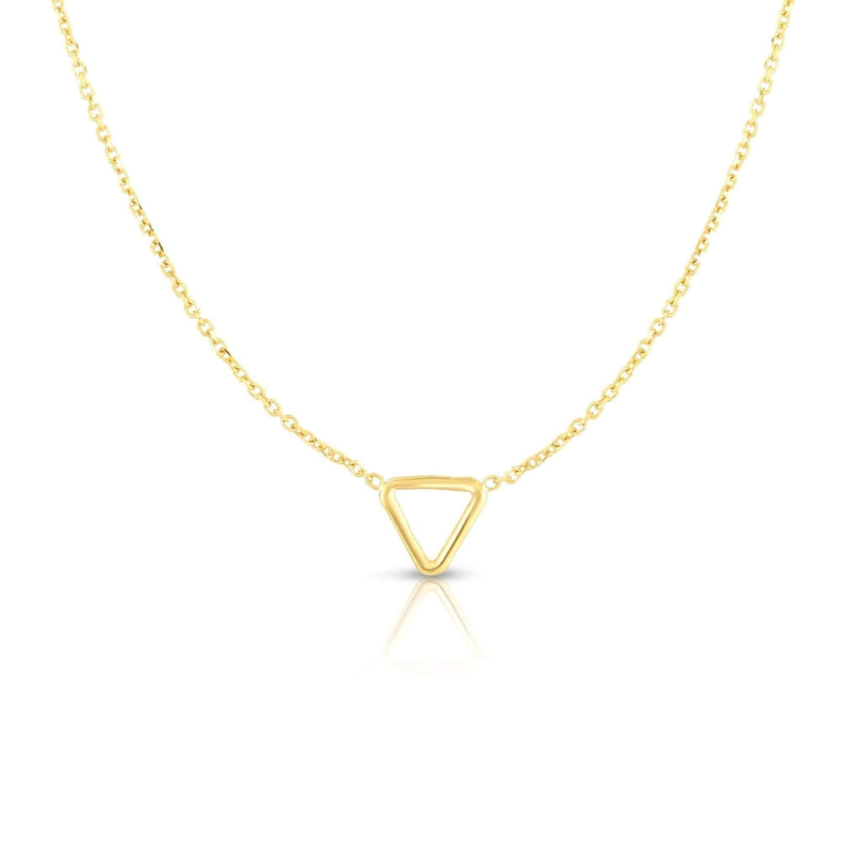 14K Yellow Gold Open Delta Triangle Pendant Necklace