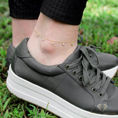 925 Sterling Silver Micro Pave Cross Religious Charm Ankle Bracelet