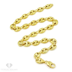 925 Sterling Silver 11mm Puff Mariner Hollow Gold Plated Chain
