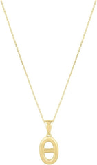 14K Yellow Gold Puff Mariner Link Pendant Necklace