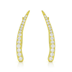 925 Sterling Silver Gold Plated Curved Bar Ear Crawler Earrings