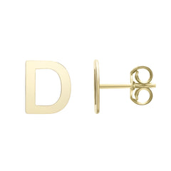 14K Yellow Gold Polished Initial Stud Earrings