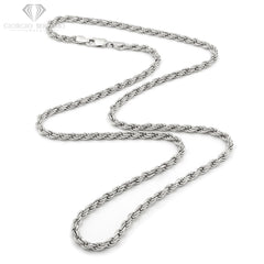 925 Sterling Silver Solid Rope 4mm Diamond Cut ITProLux Chain