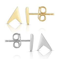 14K Gold Polished Arrow Pointer Stud Earrings