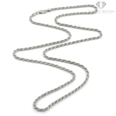 14K White Gold 3mm Solid Rope Diamond Cut Chain