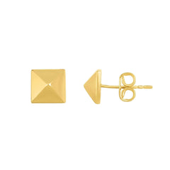 14K Yellow Gold Polished Pyramid Stud Earrings