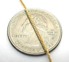 14K Yellow Gold Solid Round Wheat 1mm Diamond Cut Pendant Chain