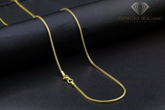 925 Sterling Silver 1mm Solid Franco Gold Plated Chain