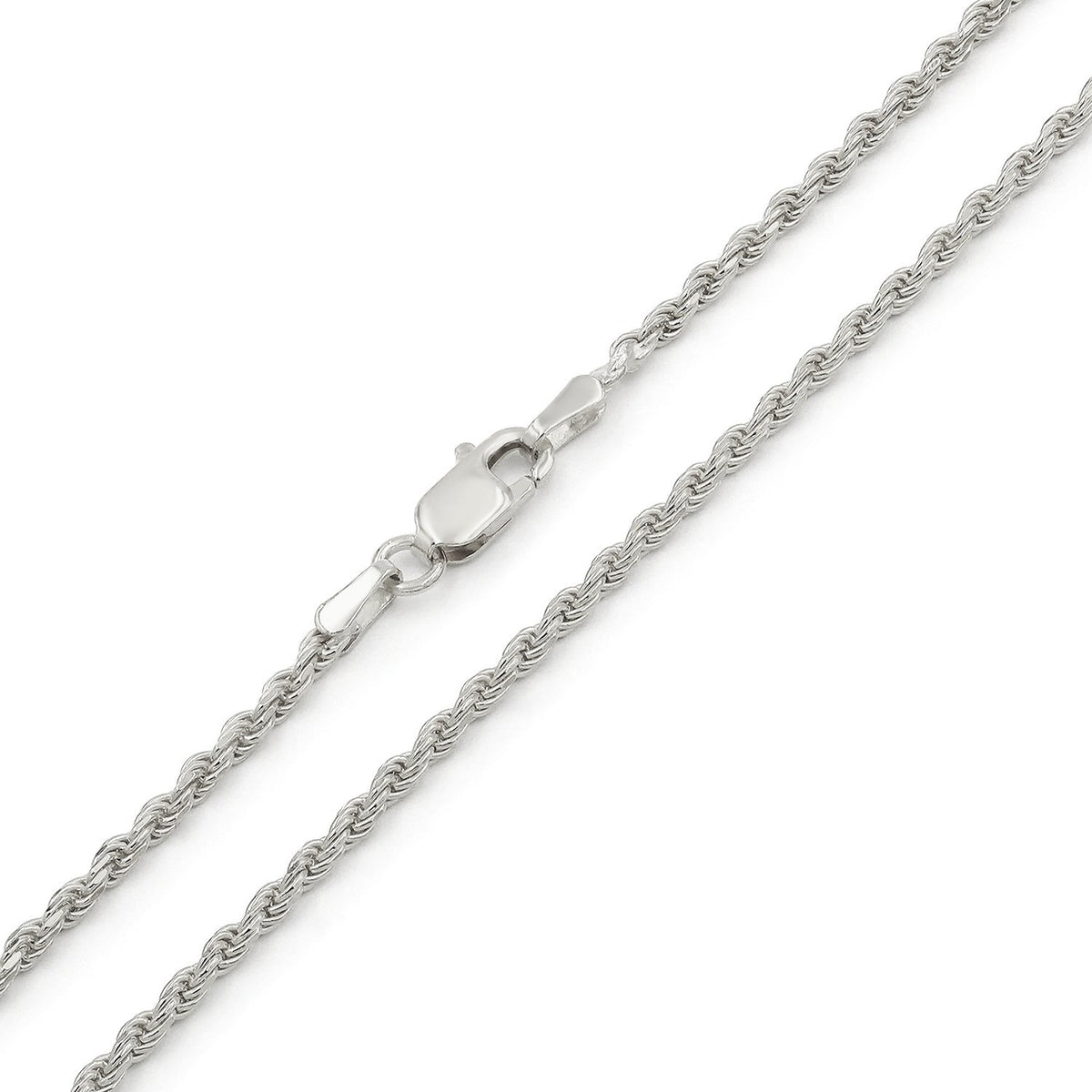 14K White Gold 2mm Solid Rope Diamond Cut Chain