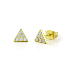 925 Sterling Silver Gold Plated Minimalist CZ Triangle Stud Earring
