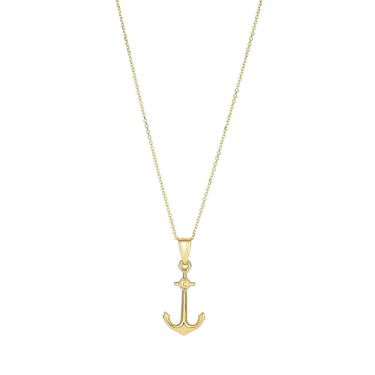 14K Yellow Gold Anchor Pendant Necklace