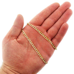 14K Yellow Gold 4.5mm Hollow Cuban Diamond Cut Pave Curb Link Chain