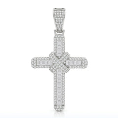 925 Sterling Silver Micro Pave Baguette X Cross Pendant Only
