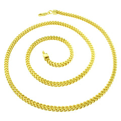 925 Sterling Silver 3mm Hollow Franco Gold Plated Chain