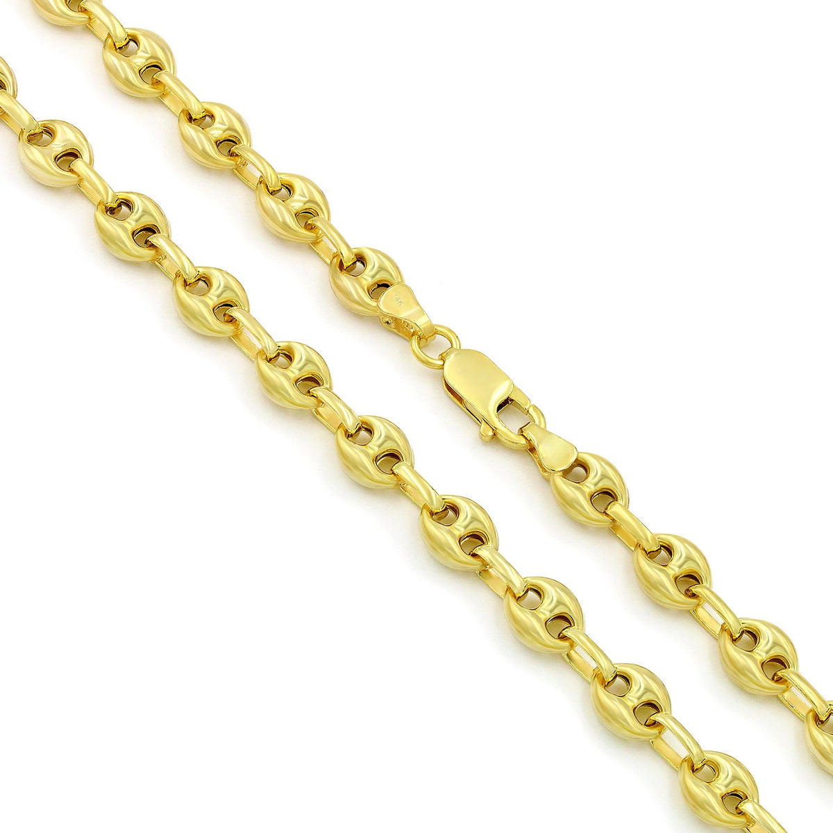 14K Yellow Gold 7mm Hollow Puffed Mariner Chain