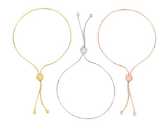 14K Gold Snake Chain Heart Lariat Adjustable Pull Bolo Bracelets