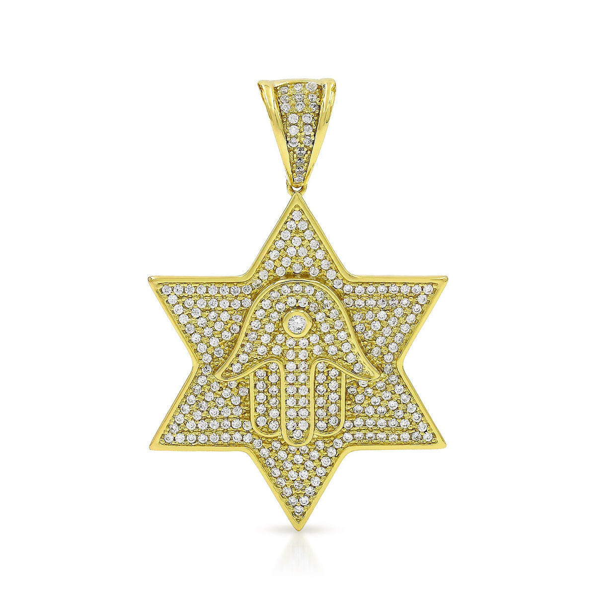 925 Sterling Silver Micro Pave Star of David, Hand of God Hamsa Pendant Only