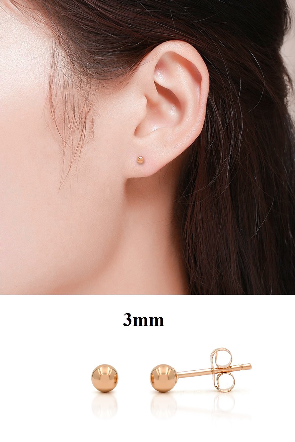 Orecchini A Sfera In Argento 925 Placcato Oro Rosa – 3mm-10mm, Borchie Lucide Ipoallergeniche, Regalo Unisex