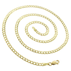 10K Yellow Gold 3.5mm Solid Cuban Curb Link Chain