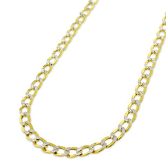 14K Yellow Gold 4.5mm Hollow Cuban Diamond Cut Pave Curb Link Chain