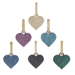Gold Plated Micro Pave Heart Dangle Drop Earrings