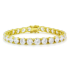 925 Sterling Silver 7mm Round Cut Tennis Bracelet, Yellow Gold Plated