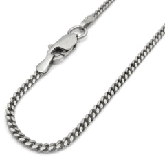 14K White Gold 2mm Solid Miami Cuban Curb Link Chain